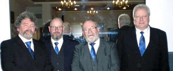 Joining members from Minerva Lodge, from left to right, are: Arnie Neale, Colin Robinson, Ian McKinnon and Gary Thornhill