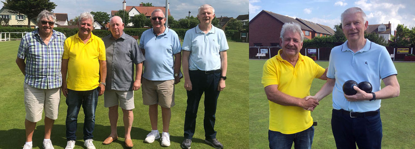 Pictured left: Bowling Committee members, pictured from left to right, are; John Eastwood, Keith Carter, Harry Cox, Steve Willingham and Robert Stafford. Pictured right: Winner, Keith Carter (left), with runner up Robert Stafford.