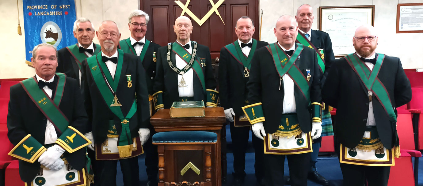 Members of Lodge St James in their regalia.