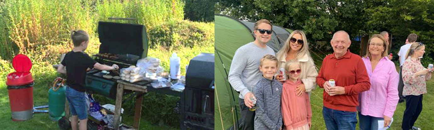 Pictured left: Potential future candidate on cooking duties. Pictured right: Some of the guests opted to camp overnight in the grounds.