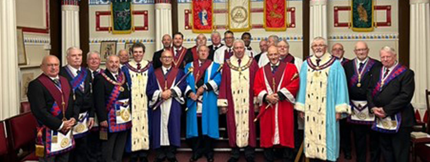 Mark Matthews (central) with the three principals and the companions of St John’s of Jerusalem Chapter