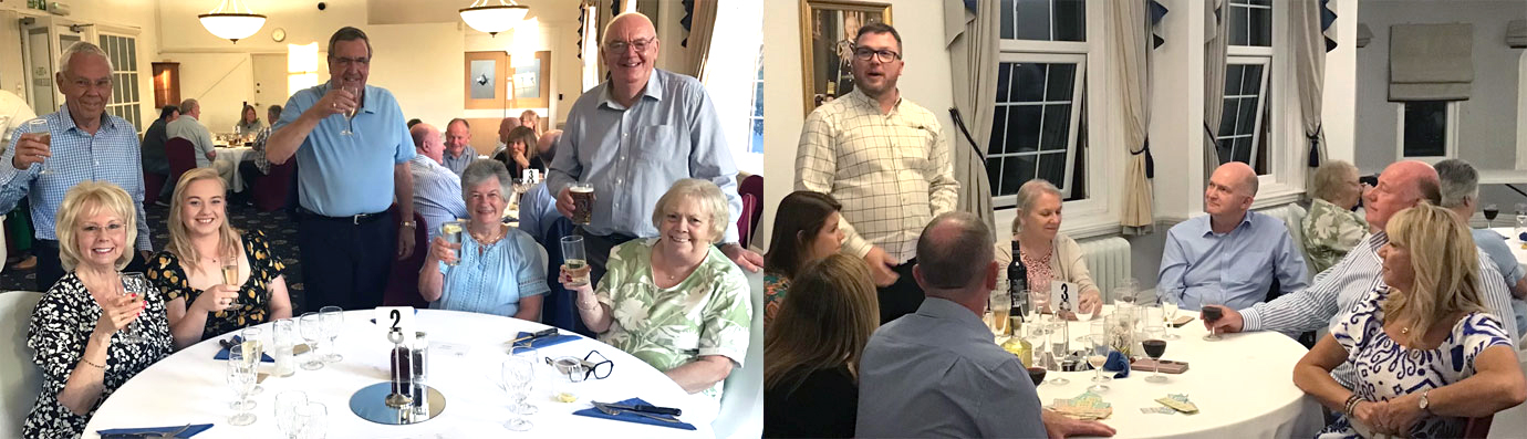 Pictured left: Social Secretary Graham Smith, (centre) with lodge members and families. Pictured right: Will Buchanan (standing) rounding the evening off with his concluding remarks.