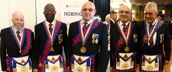 Pictured left form left to right, are: David Benson, Sylvester During and Darren Gregory awaiting presentation of their honours. Pictured right: Darren Gregory (left) about to be paraded up for his honour.