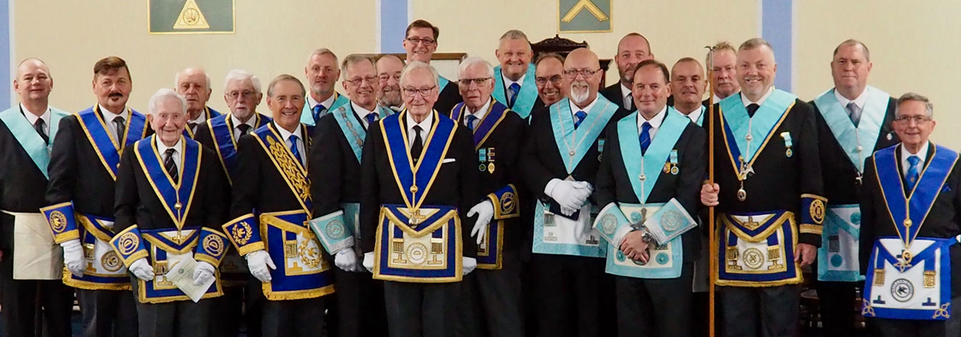 Peter Riddle (centre) and members of Peace and Unity Lodge.