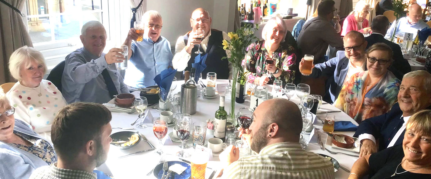 Chorley and Leyland Group Masons raising glasses with family and friends. Pictured from left to right, are: Stewart Seddon, Jeff Lucas, Dave Bishop and Chris Hughes.