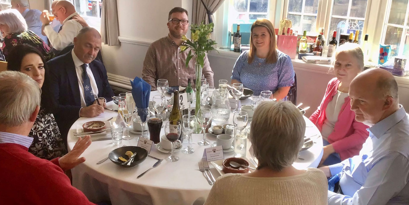 Pictured from left to right, are: Sir Peter Roscow, Julie Henderson, James Henderson, Will Buchanan Jnr, Laura Eastwood, Sue Buchanan, William Buchanan Snr and Pauline Southam.