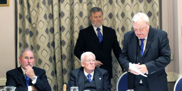 Paul Baines (right) leads the toast to the health of WM Len Hudson