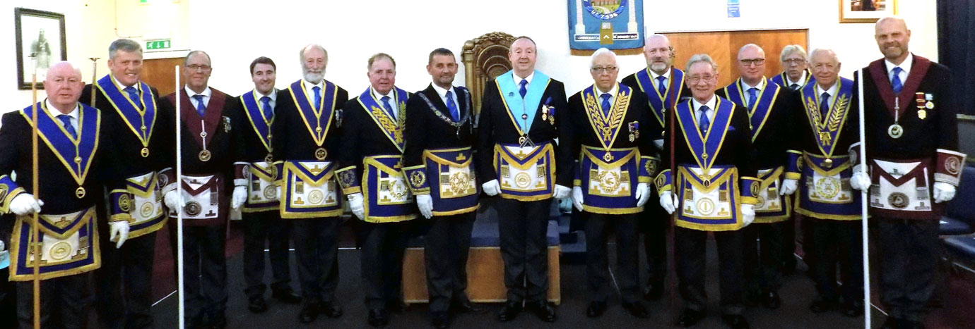 David and John (central) with grand, acting Provincial grand and Provincial grand officers.