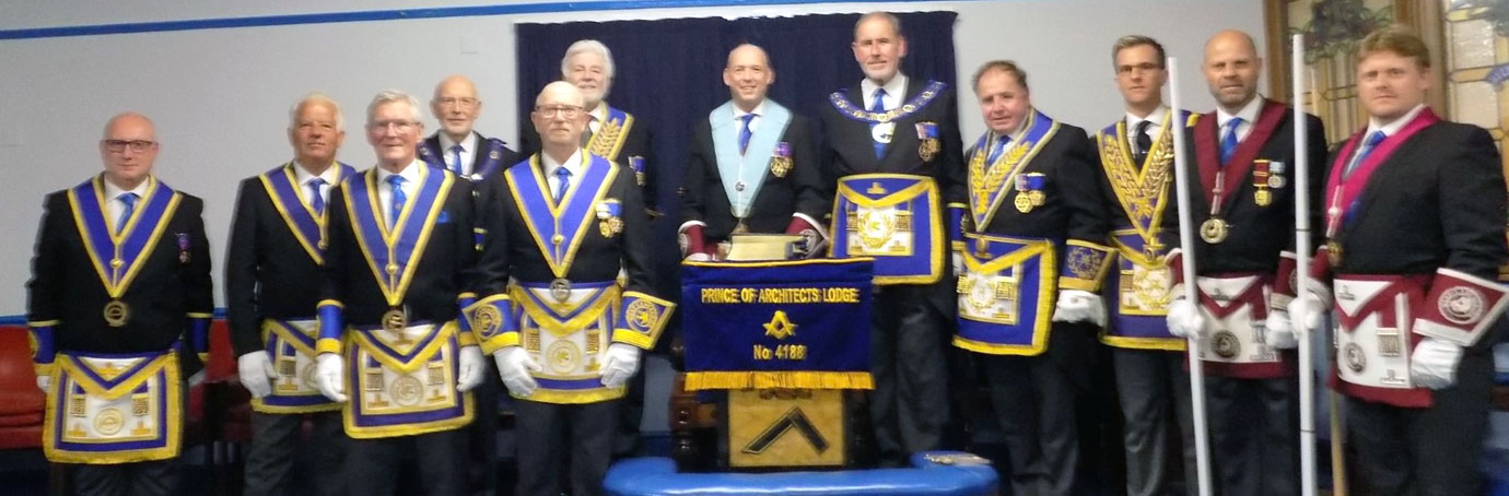 Michael (centre) with grand and Provincial grand officers and Provincial team.