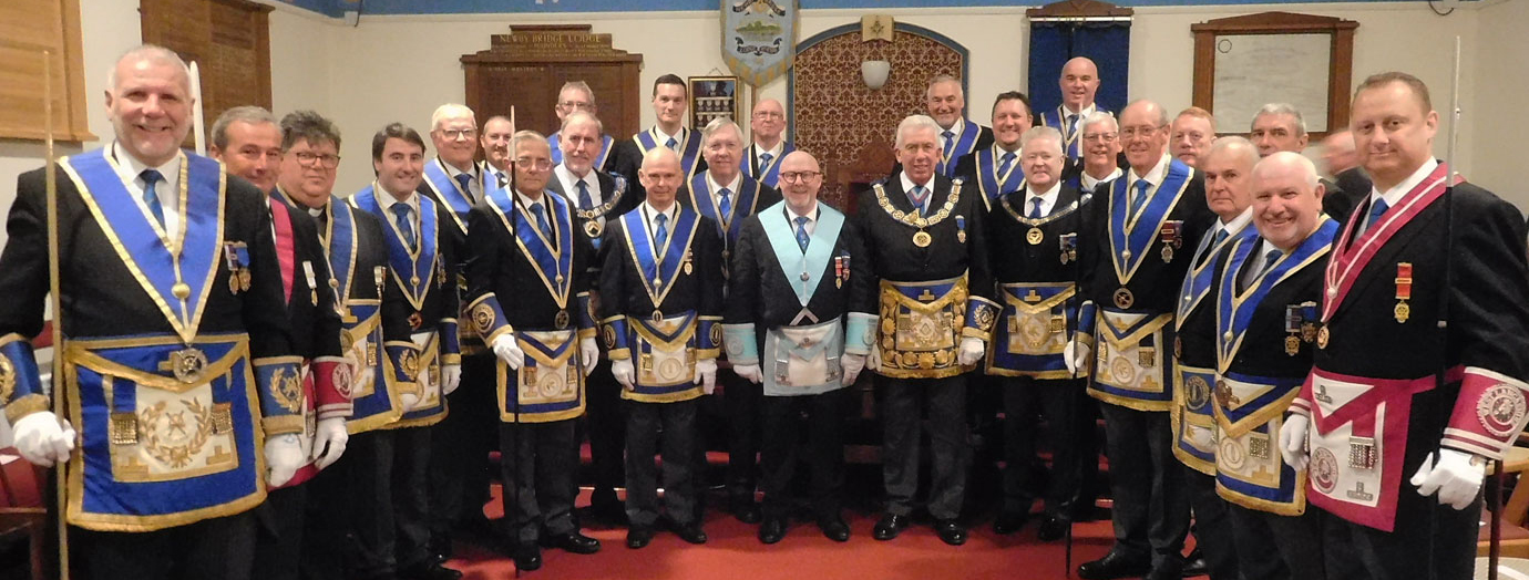 Gary Mansfield is joined by the acting officers of Provincial Grand Lodge.