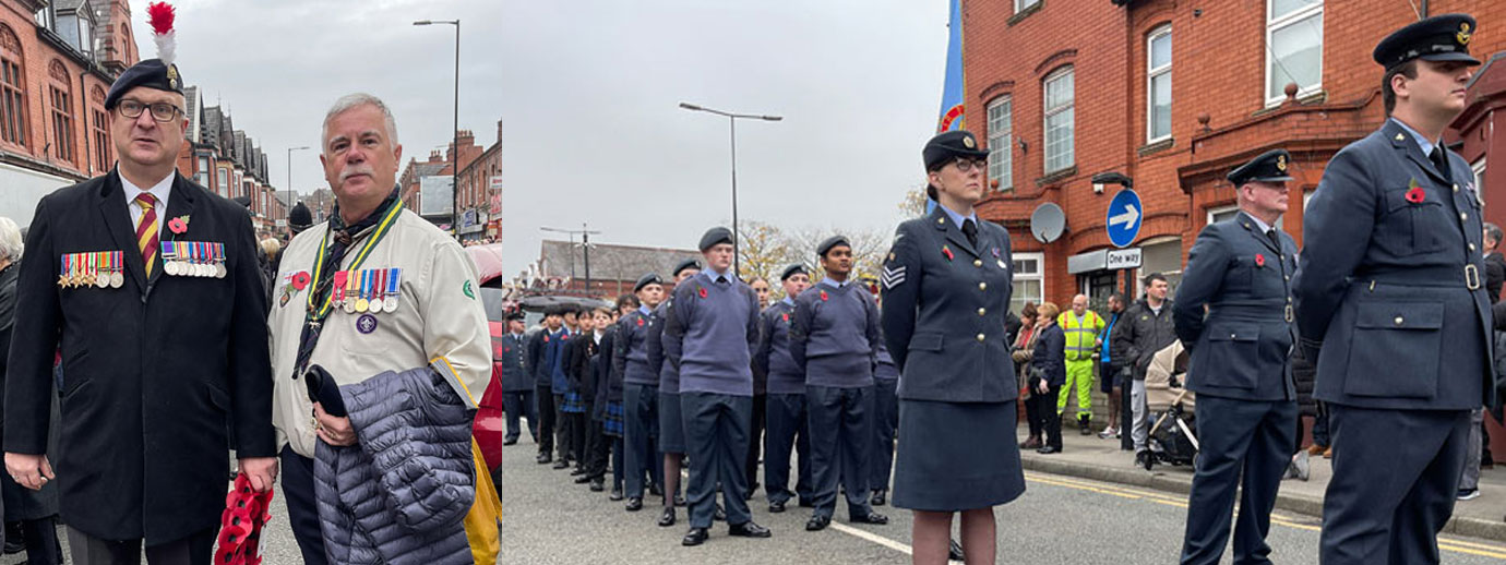 Pictured left: Thomas Huston (left) and Steve Ralph. Pictured right: Local RAF Cadets at ease.