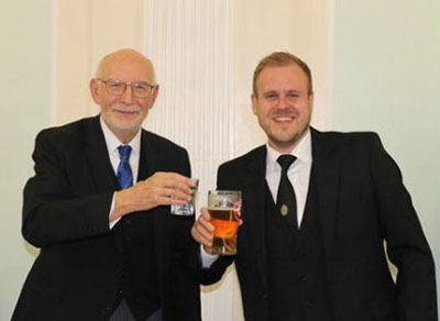 John James (left) toasts WM Adam Eeles.