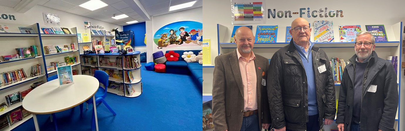 Pictured left: Part of the well-equipped library. Pictured from left to right, are: John Cross, Peter Mann and Bob Marsden.