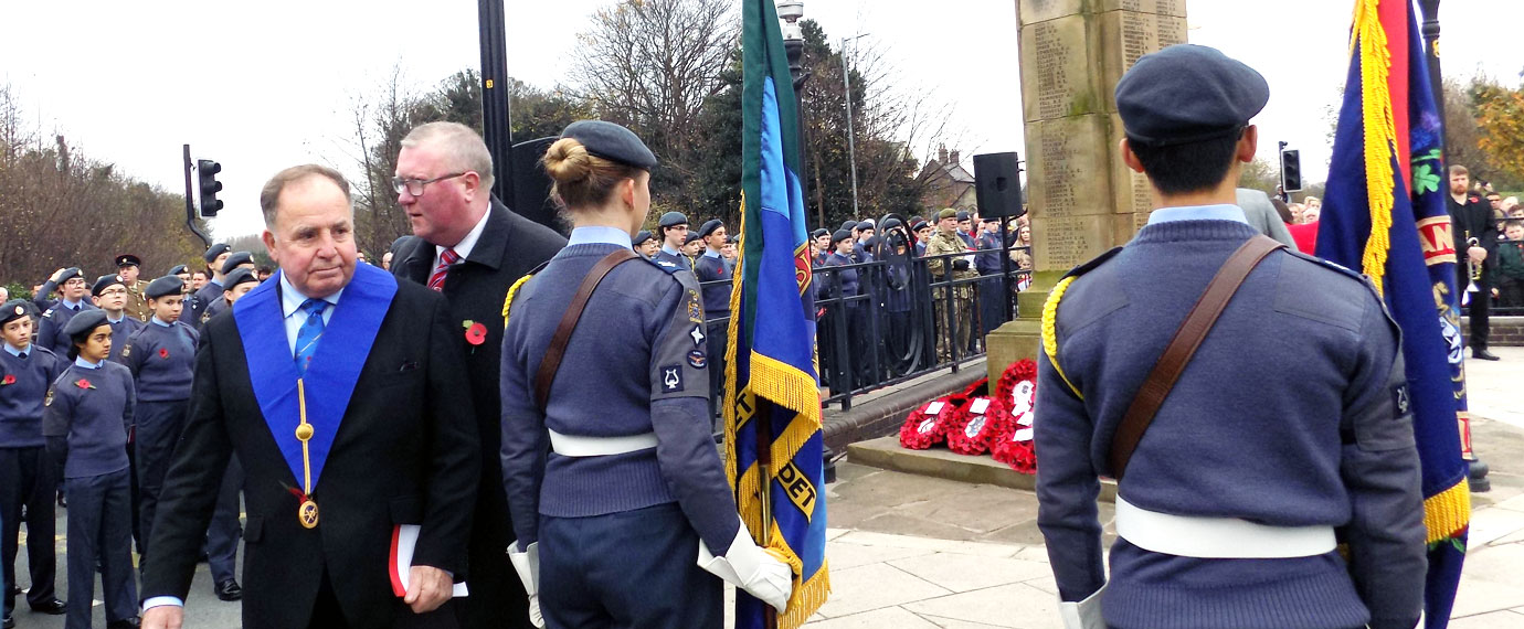 Graham (left) laid wreaths for Freemasons.