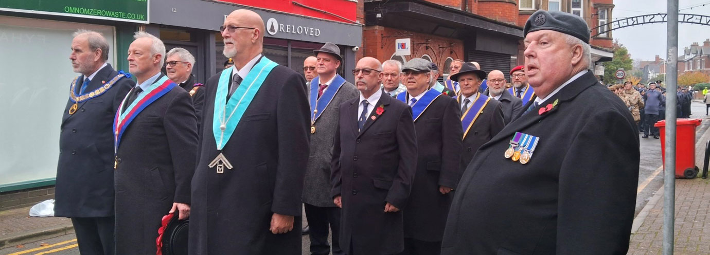 Iain Brown (right) marshals the Masonic column.