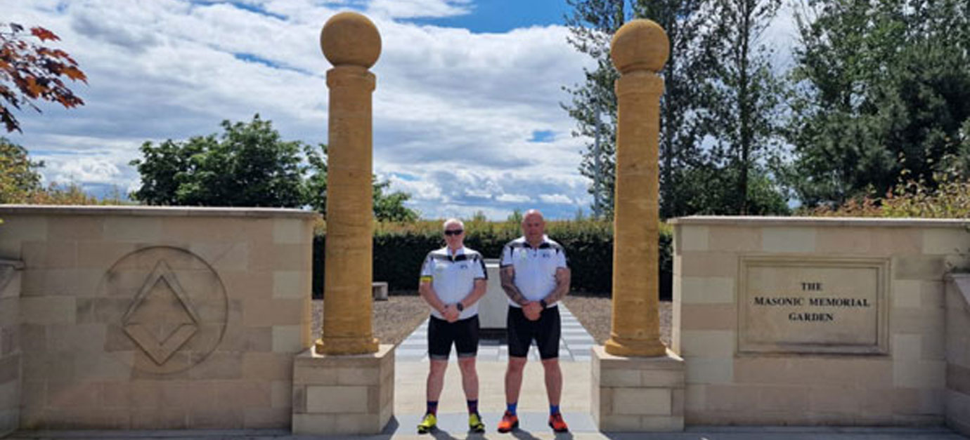 John Moore (left) and Neil Thomas at the Masonic Memorial Garden.