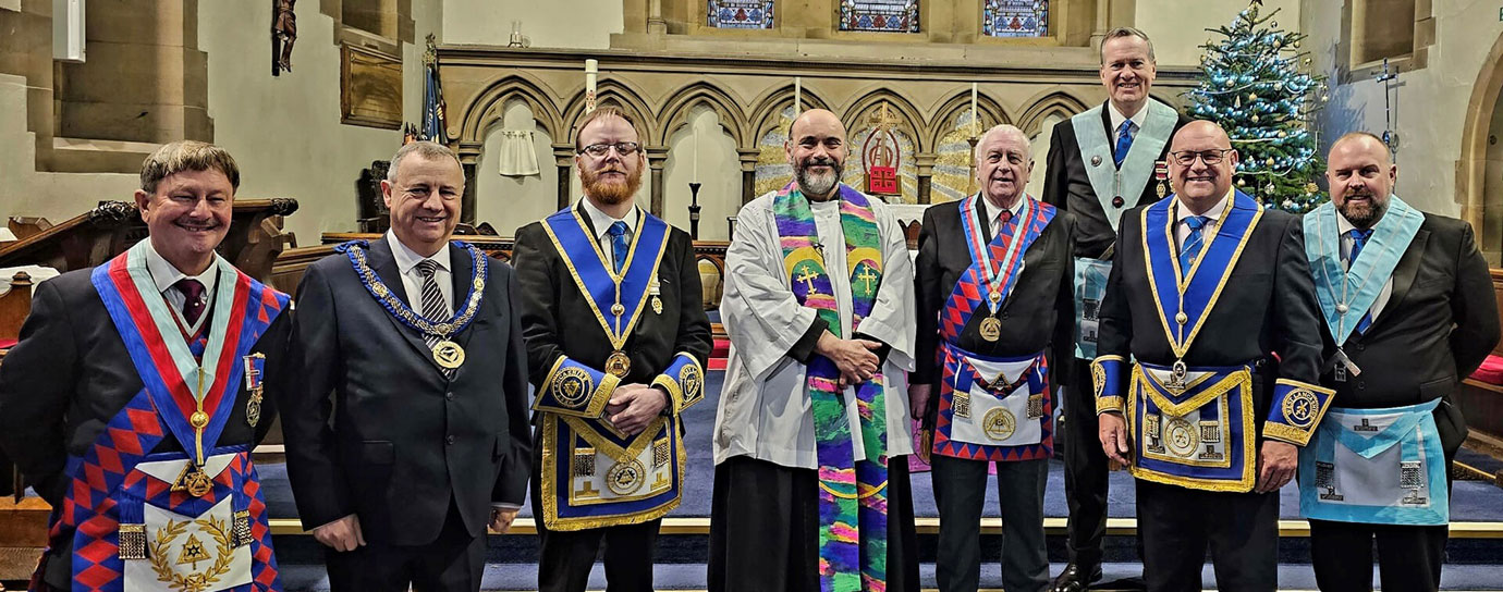 Pictured from left to right, are: Paul Hesketh, Peter Lockett, Fr Matthew McMurray, Fr Mark Wolverson, Jeff Lucas, Nigel Monks, David Bishop and Christan Upton