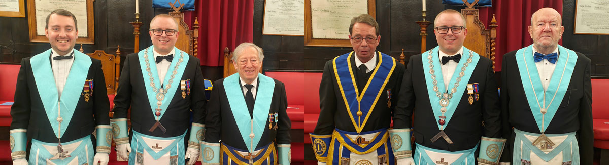 Pictured left from left to right, are: Peter Tooze-Froggatt, Sam Hodgson and Malcolm Hayward. Pictured right from left to right, are: David Tattersall, Sam Hodgson and Terry Nealons.