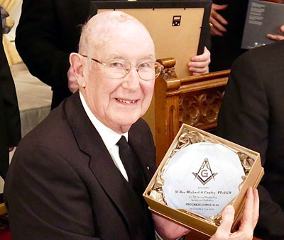 Mike Copley with his 50 years celebration cake.