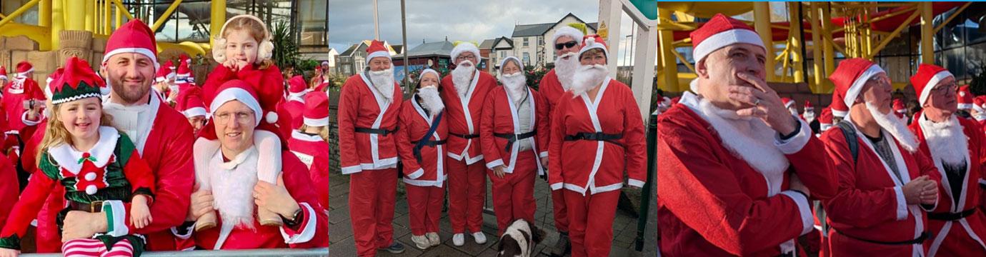 Pictured left: David Jenkinson and Orla with Jordan Brown and Elsie ready to dash. Pictured centre from left to right, are: John Cross and his dashing team! John Cross, Shelagh Cross, Dan Whalley, Lynda Whalley, Steve Hagan and Jill Hagan. Pictured right from left to right, are: Clive Chenery, Neil Higgins and John Robbie Porter pondering the promenade route. 