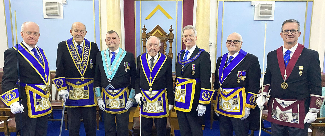 Pictured from left to right, are: Peter Littlehales, Gordon Amos, Ian Edge, Roy Collier, Stuart Boyd, Patrick Walsh and Timothy Plumpton.