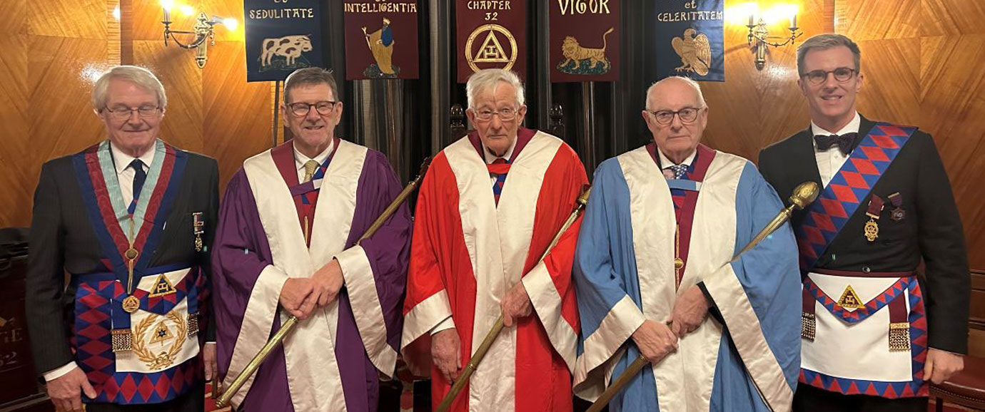 Installation complete, pictured from left to right, are: Michael Radcliffe, Mark Dimelow, Christopher Brown, Robert Gray  and Paul Storrar.