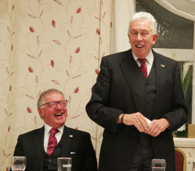 John Robbie Porter (left) with Mark Matthews responding to the toast to his health.