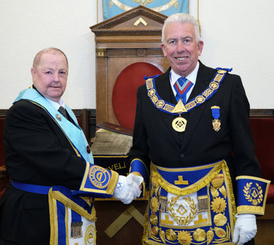 William (left) being congratulated by Mark.