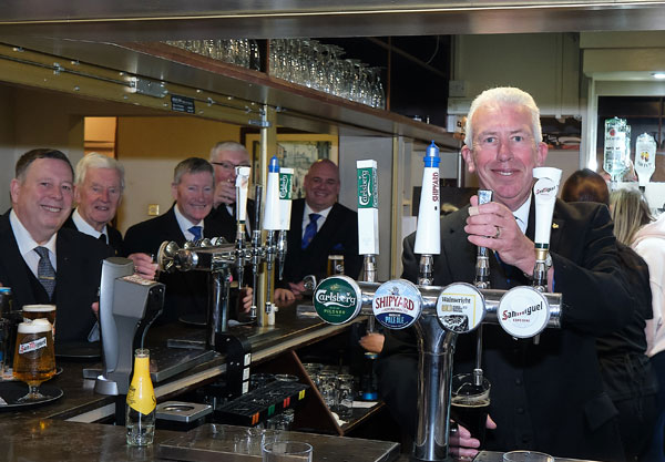 Mark (right) making sure he got the first pint before everybody else.