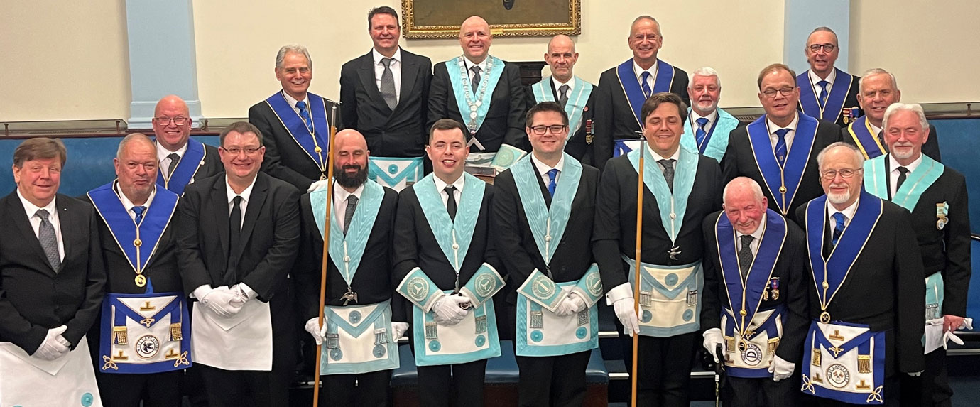 Brethren of Fermor Lodge gather to celebrate the raising of Roy Carnall to the sublime degree of Master Mason.