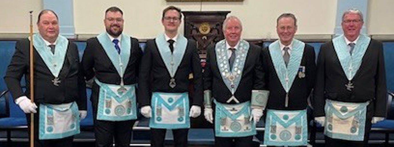 A proud gathering of lodge officers.