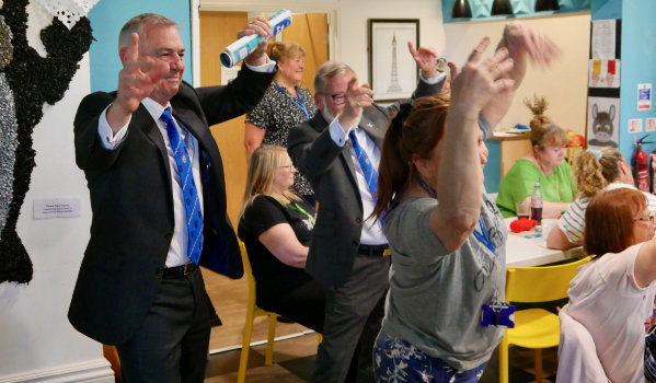 Pictured from left to right, are: Blackpool Group Chairman Stephen Jelly and Regional Charity Steward Bob Marsden showcase their dance moves.
