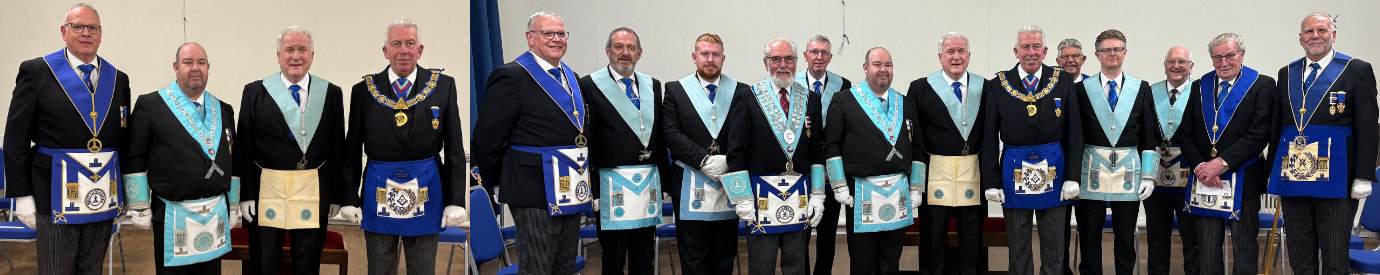 Pictured left from left to right, are: Mark Humphrey, Chris Wilson, Michael Hillyard and Mark Matthews. Pictured right, are: members of White Hills Lodge with Mark Matthews (centre right) and Barry Fitzgerald (far right). Pictured left from left to right, are: Mark Humphrey, Chris Wilson, Michael Hillyard and Mark Matthews. Pictured right, are: members of White Hills Lodge with Mark Matthews (centre right) and Barry Fitzgerald (far right).
