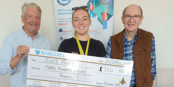 Pictured from left to right, are: Paul Dayus, Aimee Miller from Zoë’s Place and John Gibbon.