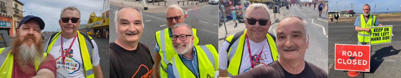 Pictured from left in the first picture, are: Peter Dunn (left) and Jim Gregson. Second picture, from left to right, are: Shaun Haynes, Russell Forsyth and Bob Marsden. Third picture, are: Jim Gregson (left) and Shaun Haynes. Fourth picture: Bob Marsden directing the runners.