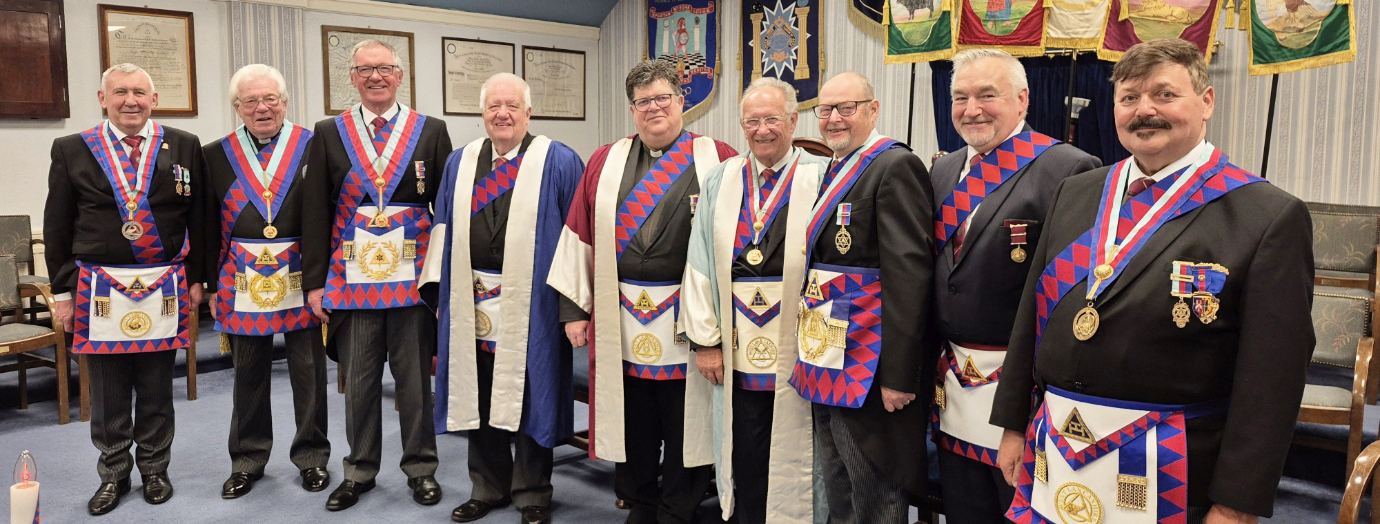 Pictured from left to right, are: Roger O’Loughlin, Reverend Godfrey Hirst, John Robbie Porter, Ramon Ashton, Reverend John Hall, Tony Ashton, John Cross, Martin Clements and Alan Barnes.