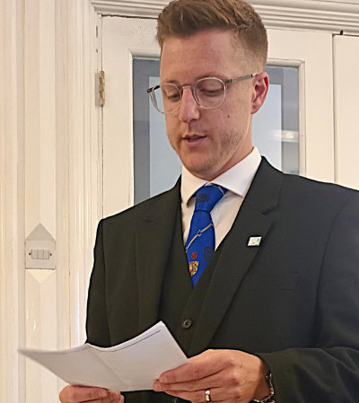 Jordan Brown delivering the history of the lodge.