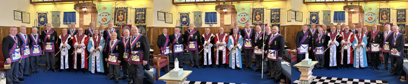Pictured left: The three principals (centre) with grand officers. Pictured centre: Members of Semper Sursum Chapter. Pictured right: The three principals with acting Provincial grand officers and members of the Furness and South Lakeland Group Executive. Pictured left: The three principals (centre) with grand officers. Pictured centre: Members of Semper Sursum Chapter. Pictured right: The three principals with acting Provincial grand officers and members of the Furness and South Lakeland Group Executive.