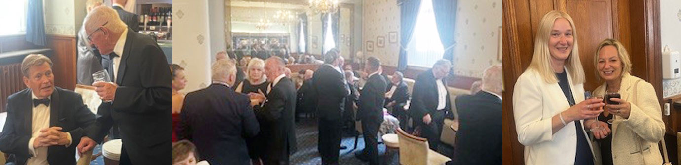 Pictured left: Kevin Poynton (left) has a catch up with lodge DC Bryan Henshaw. Pictured centre: Guests enjoying pre-dinner drinks and conversation. Pictured right: Southport Group Secretary Richard Jenkinson’s partner Kerry Edmondson and Southport Group Chairman’s wife Sharon Stock.