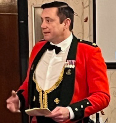 The principal guest of the evening Major Alex Saunders OC Cadet Training Team.