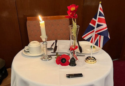 A table set to represent absent brethren.