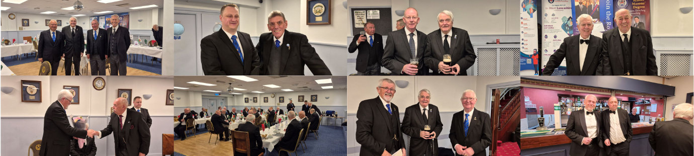 Brethren and guests celebrating with Glyn reaching 50 years in the Craft.