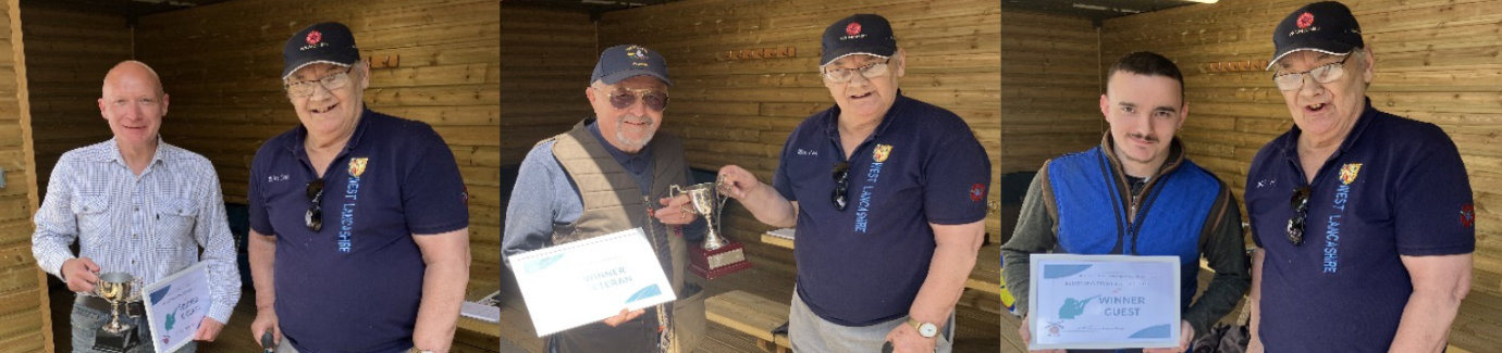 Pictured left: Winner Class C Chris Ramsdale (left) receiving his certificate and trophy from Mike Casey.Pictured centre: Veteran winner Derek Carr (left) receiving his certificate and trophy from Mike Casey. Pictured right: Guest winner Daniel Swarbrick (left) receiving his certificate from Mike Casey.
