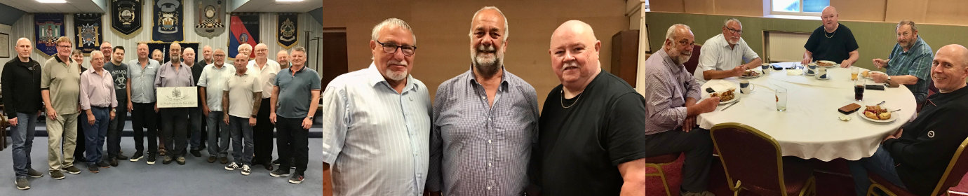 Pictured left, are: Mike Thistlethwaite (centre) with the meeting attendees. Pictured centre from left to right, are: Ian Fell, Mike Thistlethwaite and Del Hernen. Pictured right from left to right, are: Mike Thistlethwaite, Ian Fell, Del Hernen, John Laughton and Chris Noden.
