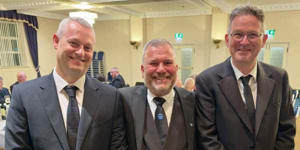 James Heaton (centre) with Chris Towers on his left and Gavin Holland on his right.