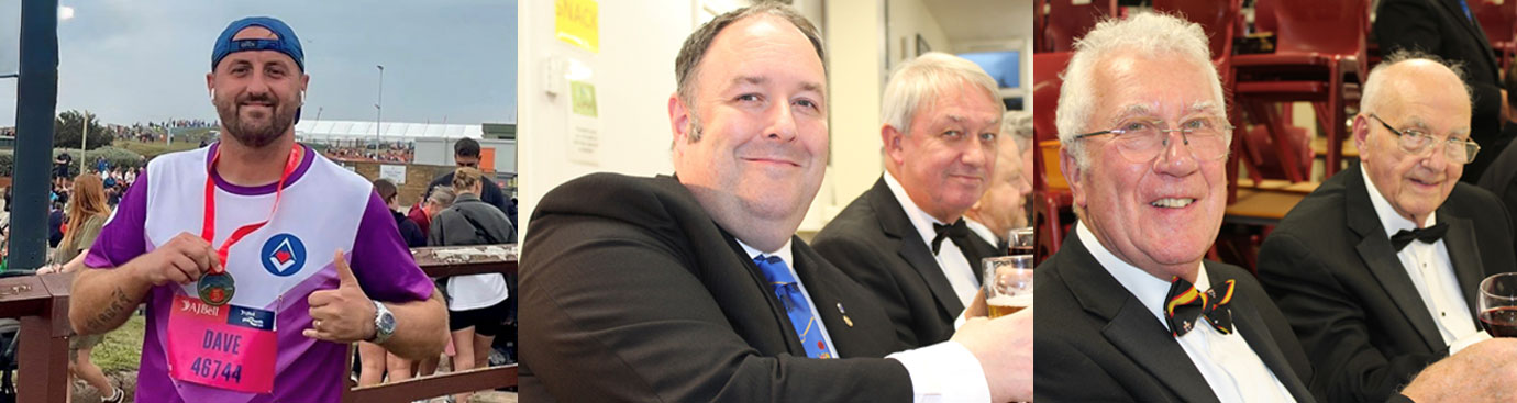 Pictured left: David Jenkinson with his completion medal following the Great North Run, on behalf of the Masonic Charitable Foundation. Pictured centre: Ben Gorry (left) and Sir Peter Roscow. Pictured right: John Lucas (left) and Michael Greenwood. Pictured left: David Jenkinson with his completion medal following the Great North Run, on behalf of the Masonic Charitable Foundation. Pictured centre: Ben Gorry (left) and Sir Peter Roscow. Pictured right: John Lucas (left) and Michael Greenwood.