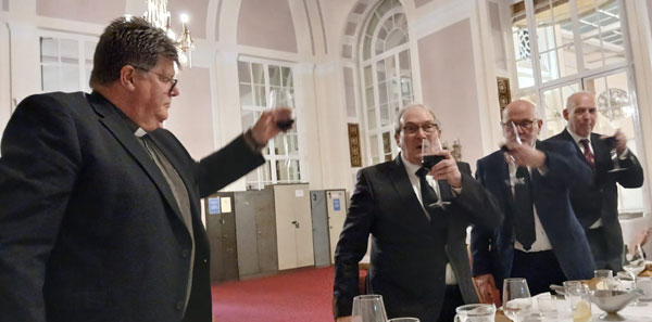 Toast to the health of the Third Provincial Grand Principal, John Hall (left).