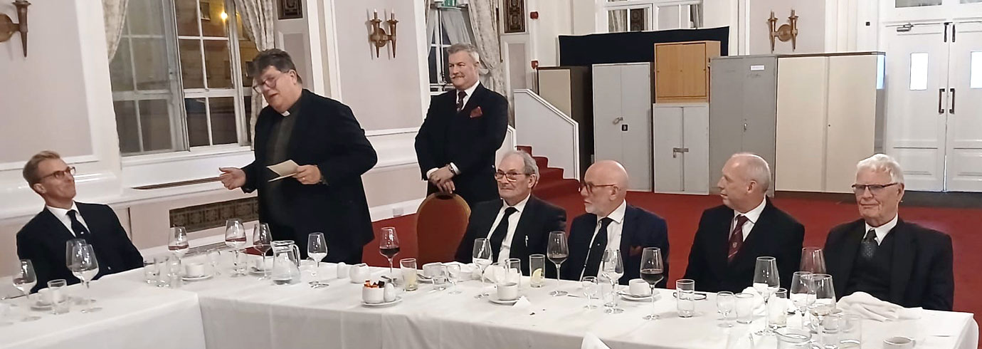 John Hall congratulates the companions of Sacred Delta Chapter.