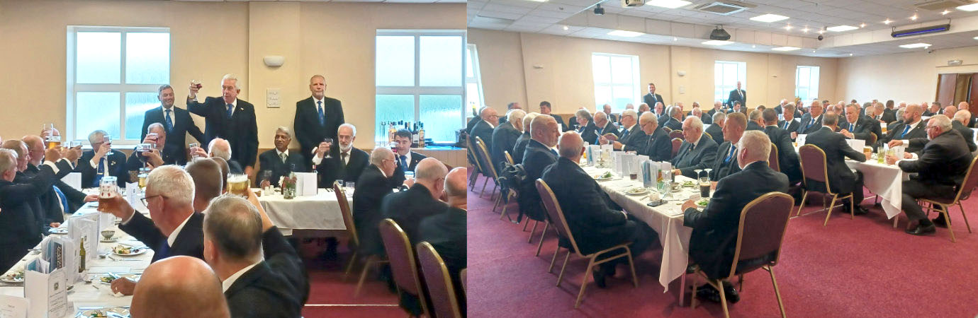 Mark Matthews and the brethren enjoying the festive board.