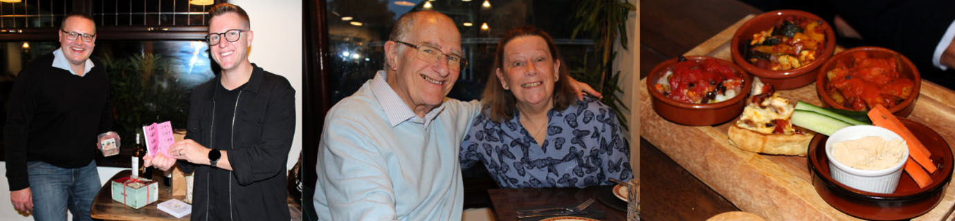 Pictured left are: Jack Todd (left) and Jordan Brown prepare for the raffle ticket sales. Pictured centre are: Mike and Elizabeth Boxall. Pictured right: A tapas main course selection.